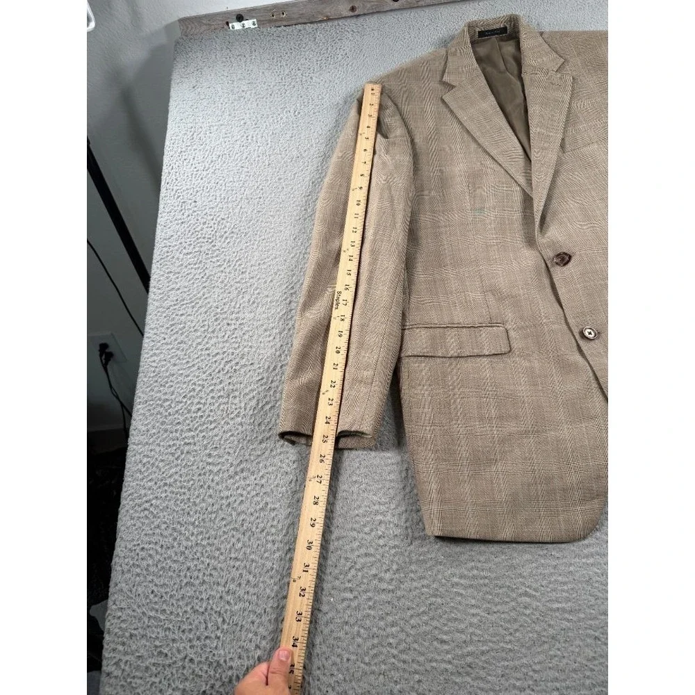 Lauren Ralph Lauren Blazer Mens 42L Tan Glen Plaid Wool 2 Button Sport Coat